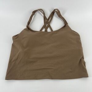 HeyNuts Women Longline Sports Bra Size L Tan Crisscross Strap Athletic